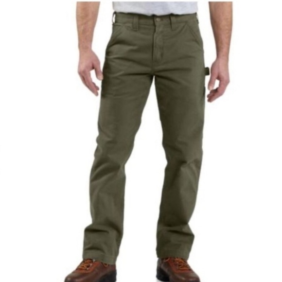 Carhartt Rugged Flex Relaxed Fit Duck Utility Work Pant Green 38X34 Distressed - Picture 1 of 16